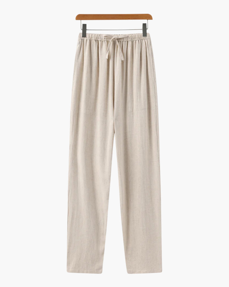 Men's Slim Fit Cotton Trousers Lightweight Casual Pants