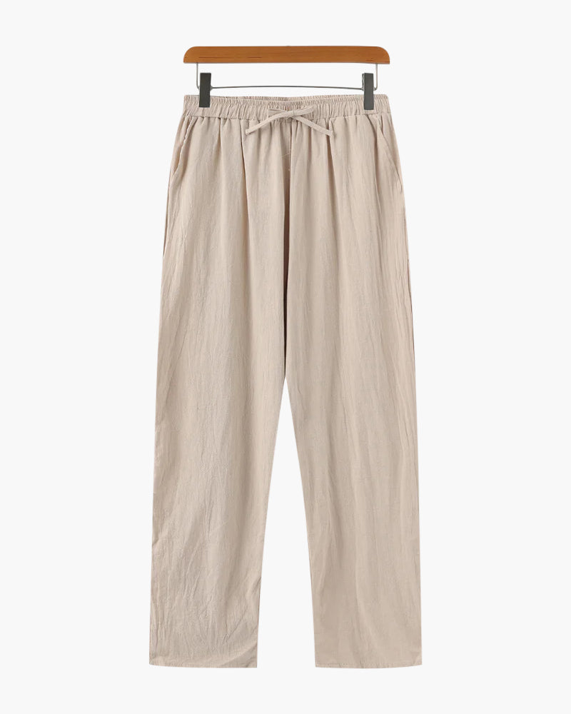 Men's Lightweight Summer Cotton Pants with Drawstring