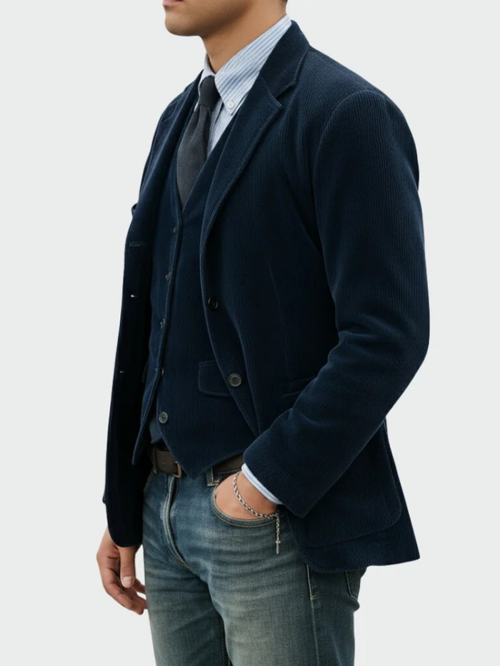Men’s Blazer Set Corduroy Warmth Classic Tailored Style