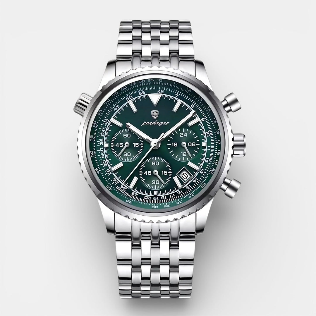 Men’s Quartz Watch Stainless Steel Emerald Dial