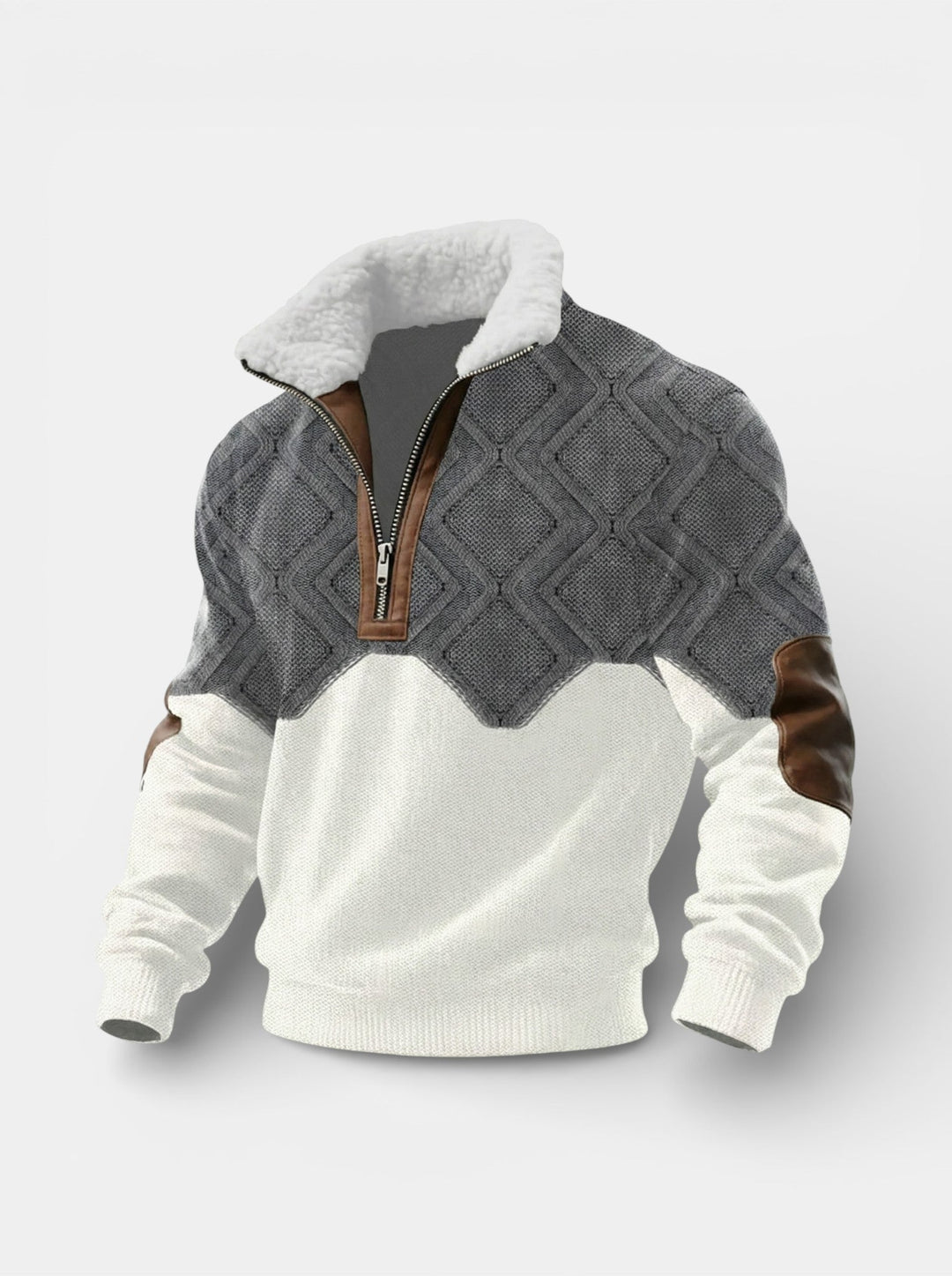 Men’s Knit Sweater Sherpa Collar Warmth Classic Style