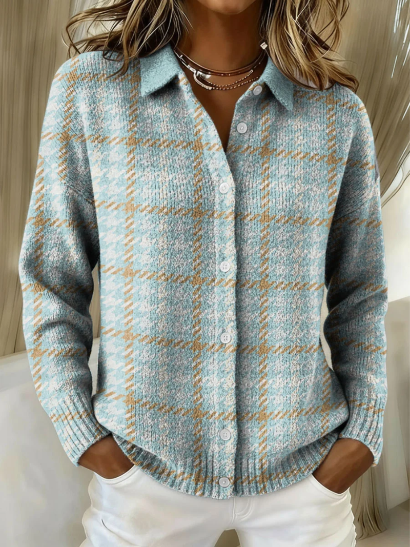 Tara – Checkered Shirt with Sand Color Accents