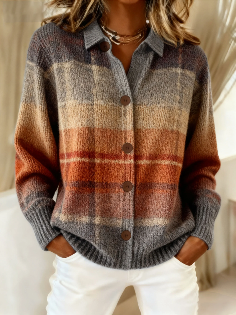 Fleur – Checkered Shirt in Warm Autumn Tones