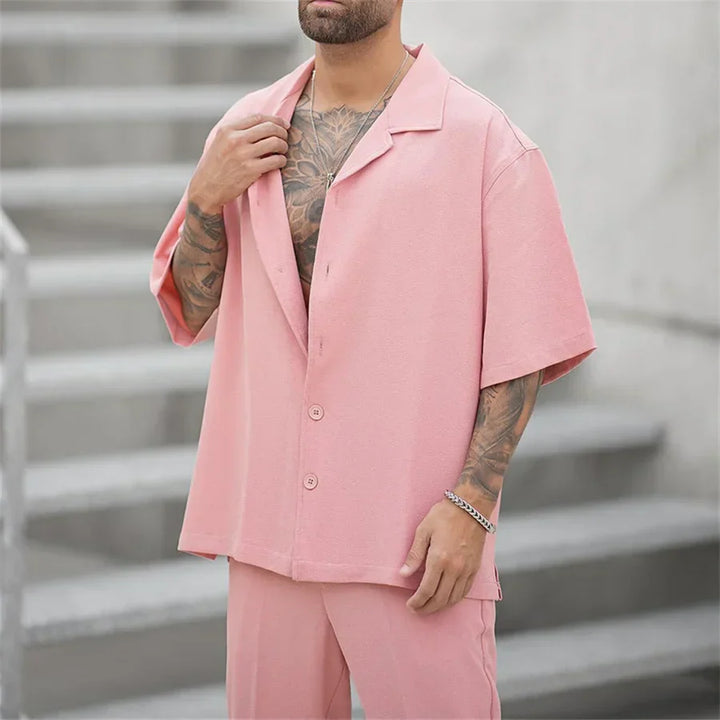 Men's Lightweight Cotton Blend Summer Outfit Casual Set Comfort Fit