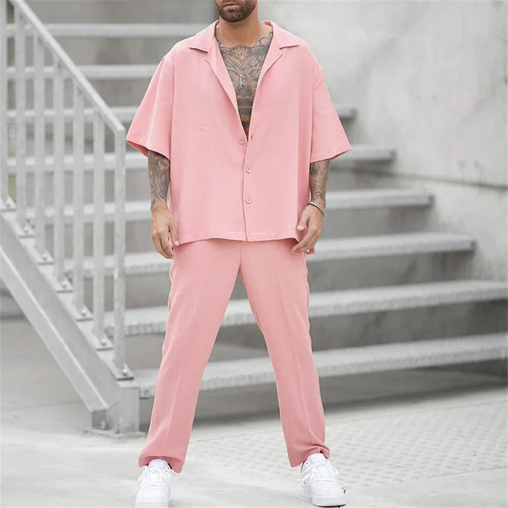 Men's Lightweight Cotton Blend Summer Outfit Casual Set Comfort Fit