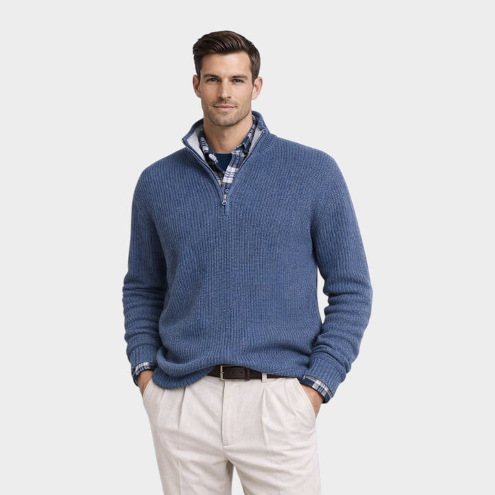 Men’s Timeless Half Zip Knit Sweater Classic Elegance